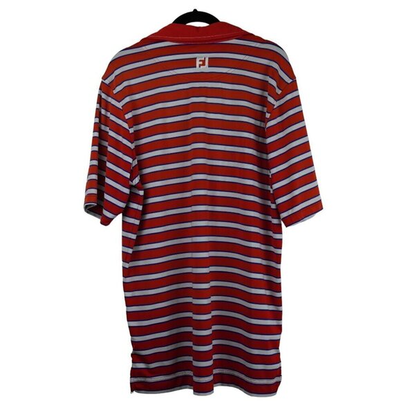 FootJoy FJ‎ Red Striped Golf Polo Shirt Athletic Fit Short Sleeve Sz M - Picture 2 of 11